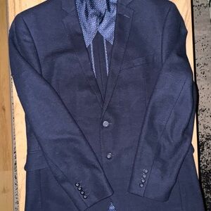 Bar III Blue Sport Coat with Notch Lapels and Textured Fabric